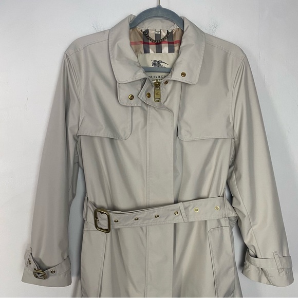 Burberry Tess Trench Lightweight Rain Coat Nova Check Beige Size 14P - Picture 2 of 16
